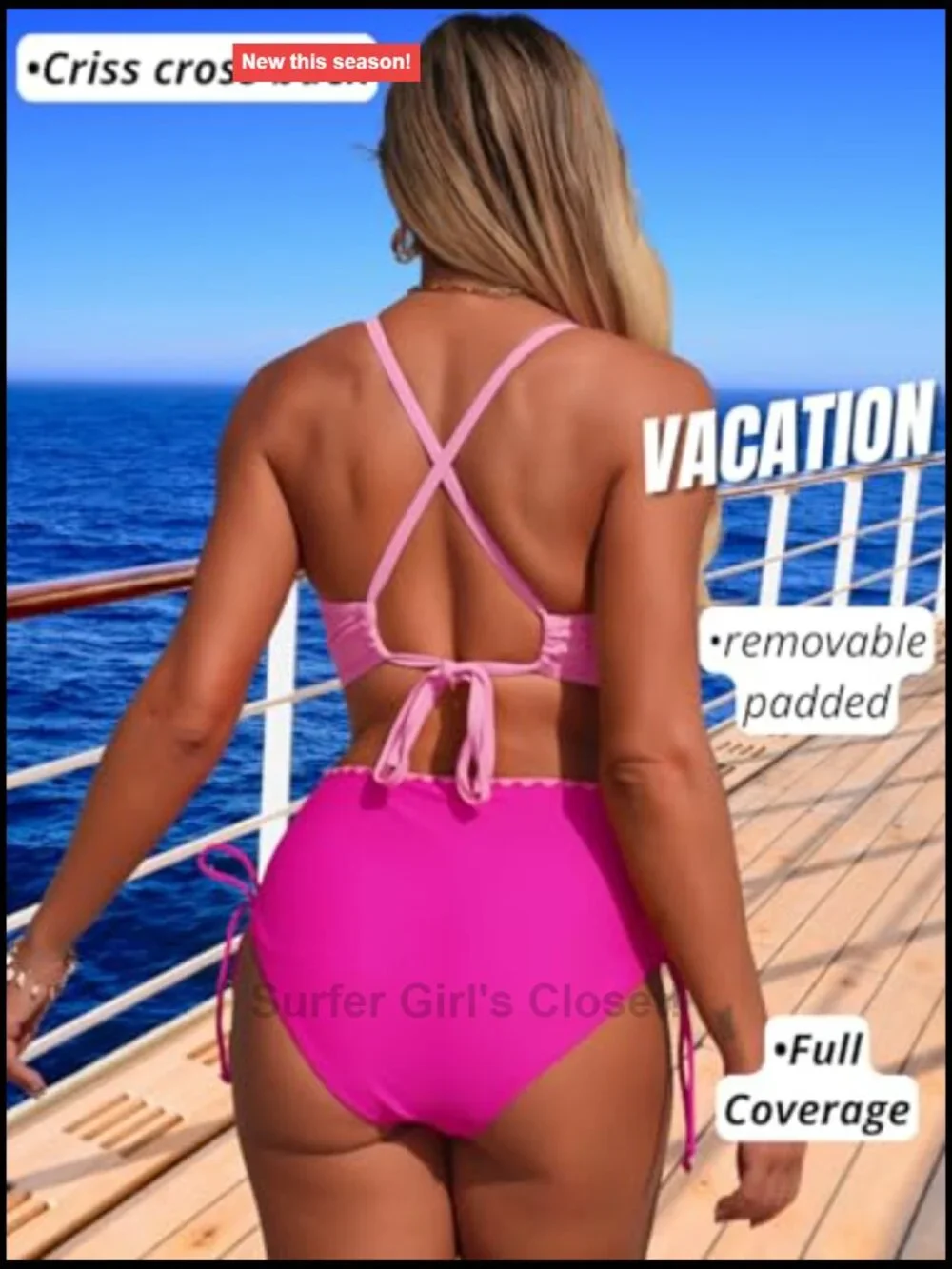High Waisted Bikini Set Tummy Control Full Coverage Swimwear for Beach Vacation